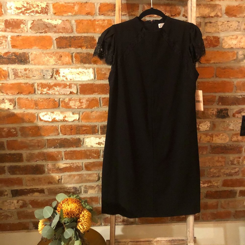 Brand New- Black Lace Accents Shift Dress